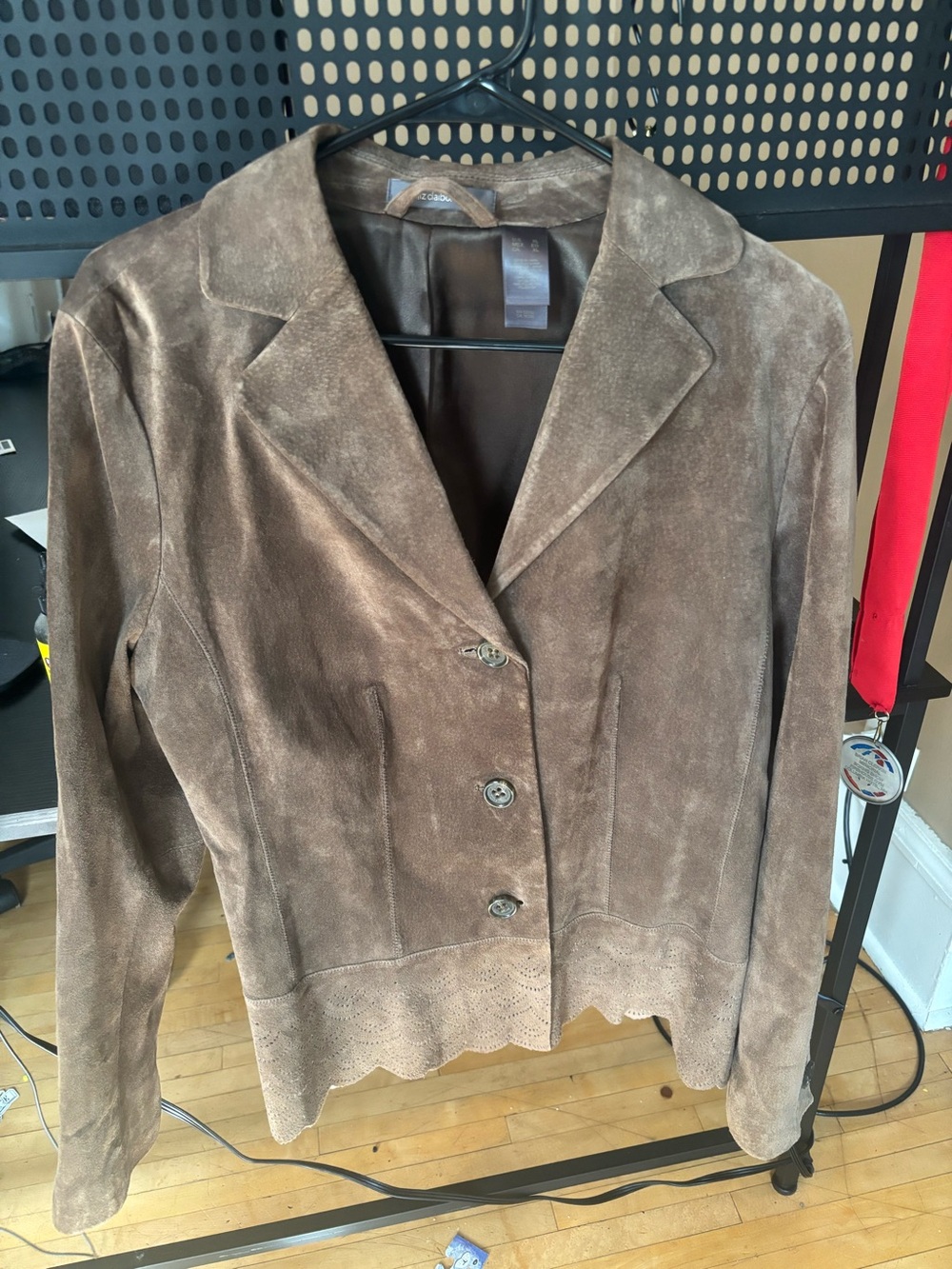 Liz Claiborne Suede Button-Front Women's Jacket - Brown